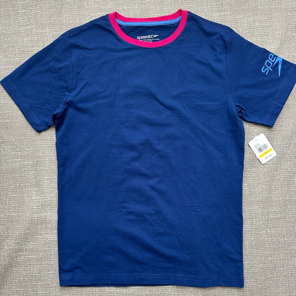 Speedo Team Short Sleeve Performance T-Shirt – Navy Blue – Size M‎ New With Tags